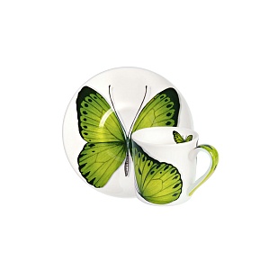 Чашка с блюдцем кофейная 100 мл Butterfly Freedom Taitu цвет зеленый