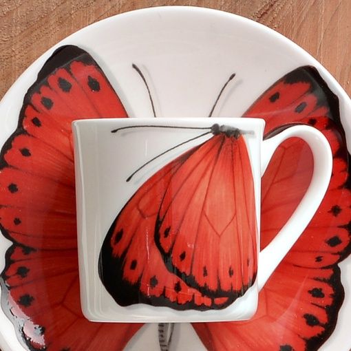 Чашка с блюдцем кофейная 100 мл Butterfly Freedom Taitu цвет красный