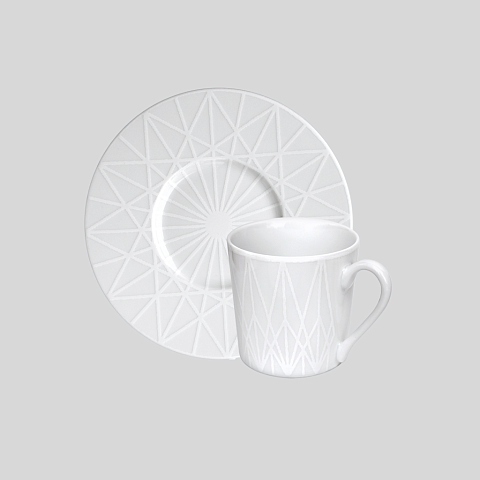 Чашка с блюдцем кофейная 100 мл White Fantasy Taitu белая