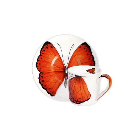 Чашка с блюдцем кофейная 100 мл Butterfly Freedom Taitu цвет красный
