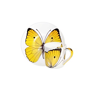 Чашка с блюдцем кофейная 100 мл Butterfly Freedom Taitu цвет желтый